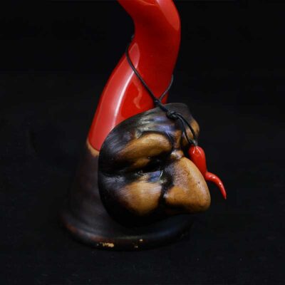 Di Virgilio - corno rosso con maschera di pulcinella e mini corno
