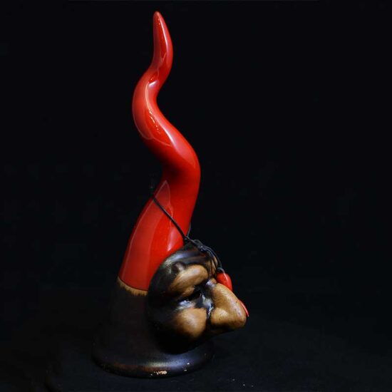 Di Virgilio - corno rosso con maschera di pulcinella e mini corno