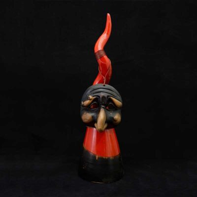 Di Virgilio - Corno rosso con maschera di pulcinella - 40cm