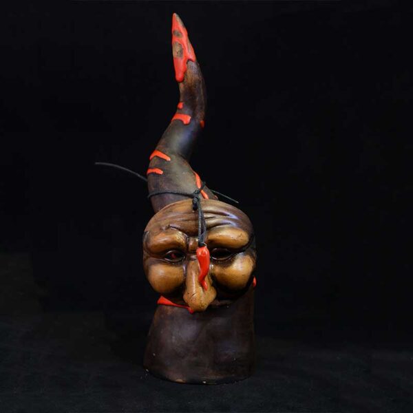 Di Virgilio - Corno rosso e nero con maschera di pulcinella e mini maschera - 50cm