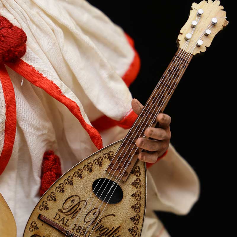 Di Virgilio - Pulcinella con mandolino e botte e tamburo 38cm