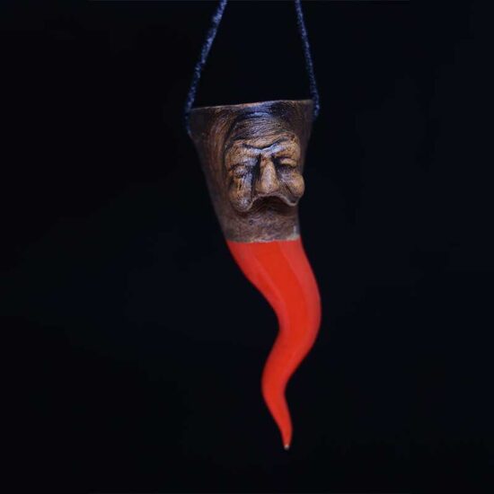 Di Virgilio - Corno rosso smaltato con maschera sospeso - 15cm