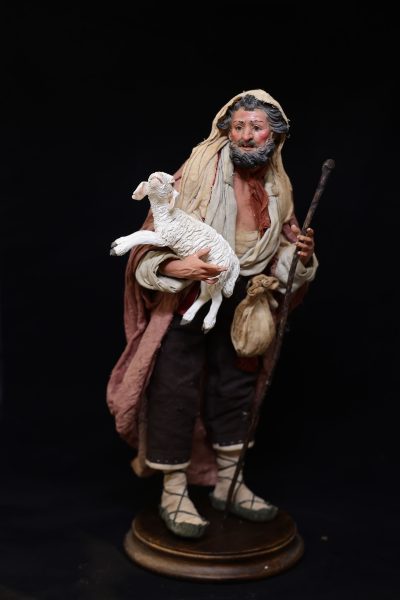 Di Virgilio 1839 - San Gregorio Armeno - il pastore dell'adorazione con agnellino - seta san leucio cm38